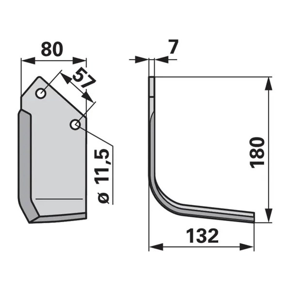 Nož freze Howard 80x7/11.5/57 SQ (levo), kat. br. 6167 — PlugekS