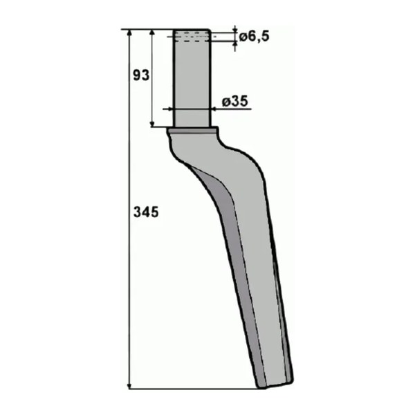Klin roto drljače Krone 345/93/35/6.5 savijeni, kat. br. 6039 — PlugekS