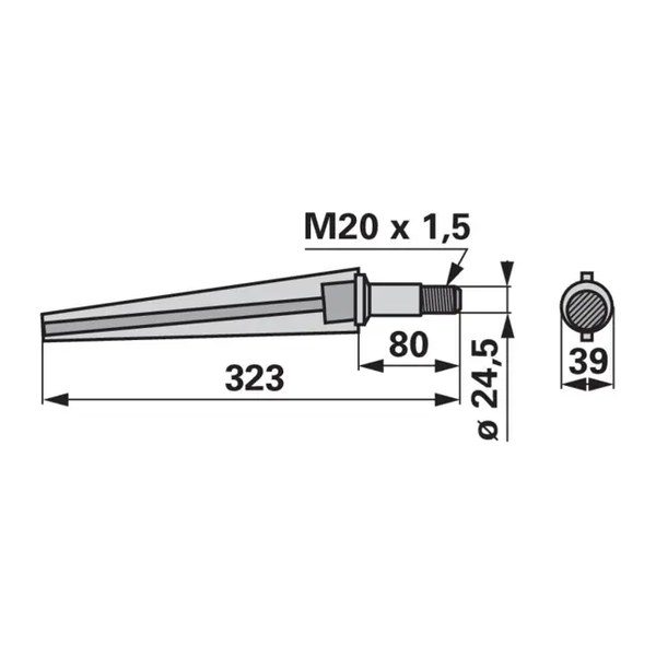 Klin roto drljače Morra 323x80x20x1.5 zamenski, kat. br. 6047 — PlugekS